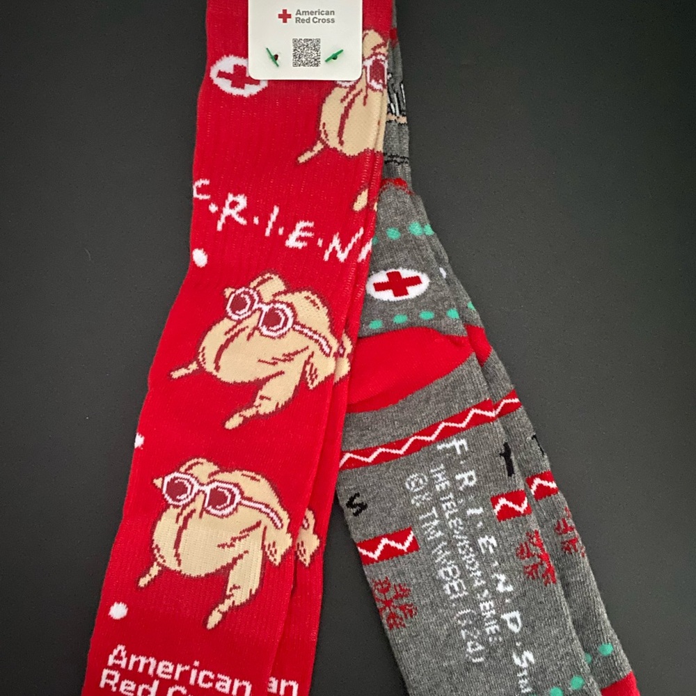 American Red Cross FRIENDS Socks Holiday Promotion Two Pair NEW NWT